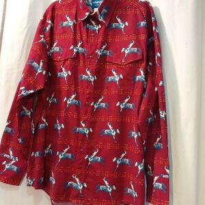 Vintage Wrangler Western Shirt - Bucking Bronco snap Cowboy Pattern - XL/TG‎